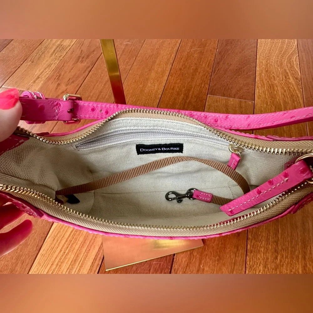 Dooney & Bourke Ostrich Embossed Leather Hobo Bag from the Ostrich Collection - Picture 9 of 11